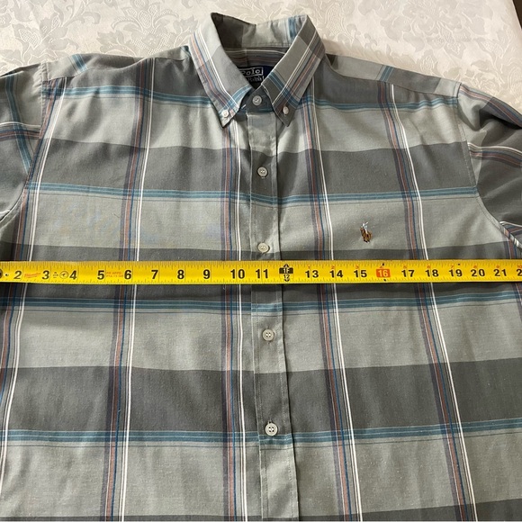 Polo Ralph Lauren Men's Size 20 Blue Grey L/S Button Down Shirt Small Pony - Picture 8 of 9